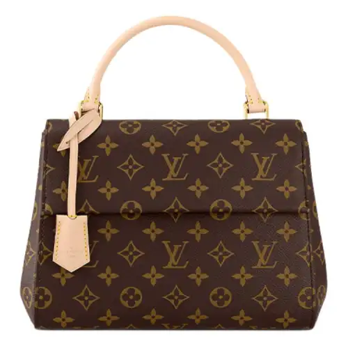 LOUIS VUITTON Cluny Coated Canvas With Leather Trim Shoulder Bag, Crossbody Bag, Handbag Medium Women's Brown