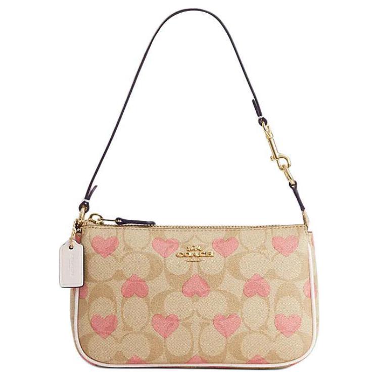 COACH Nolita PVC Shoulder Bag, Handbag, Shoulder Bag Small Women's Light Khaki & Chalk White