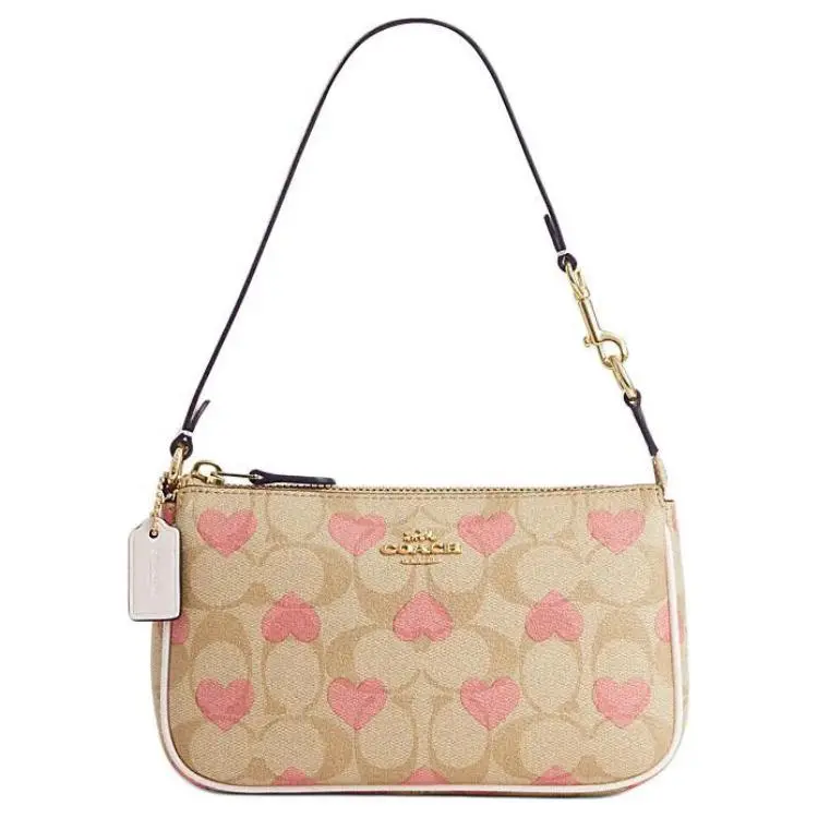 COACH Nolita PVC Shoulder Bag, Handbag, Shoulder Bag Small Women's Light Khaki & Chalk White