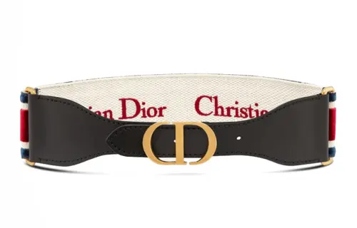 DIOR Calfskin Leather Belts Women's Red Blue 6.5cm