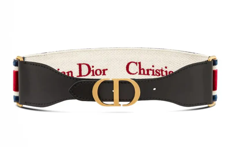 DIOR Calfskin Leather Belts Women's Red Blue 6.5cm