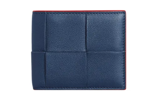 Bottega Veneta Calfskin With Lambskin Wallet Men's Dark Blue