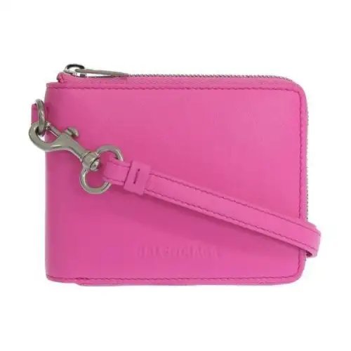 Balenciaga Leather Wallet Women's Neon