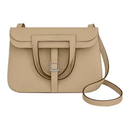 HERMES Halzan Clemence Bullock Leather Horse Hoof Bag, One Shoulder Handbag, Crossbody Bag 25 Women's