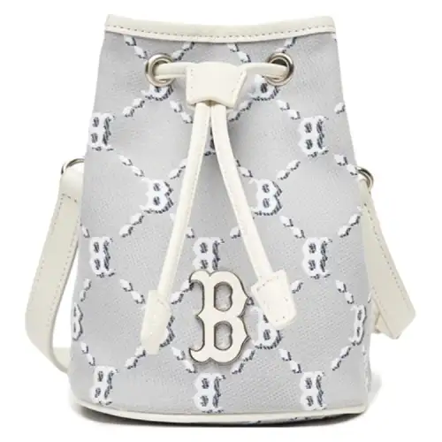 MLB Monogram Collection Polyester Bucket Bag, Shoulder Bag, Crossbody Bag Mini Unisex Light Gray