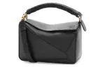LOEWE Puzzle Cow Leather Handbag, Shoulder Bag, Crossbody Bag Small Women's Black