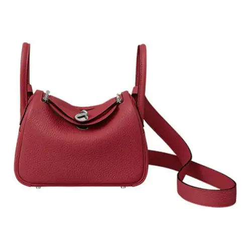 HERMES Lindy Taurillon Clemence Cow Leather Handbag 19 Women's K1 ROUGE GRENADE Garnet Red