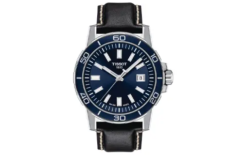 TISSOT Daring Collection Quartz Movement Men's Watches Watch 44mm Blue Dial Stainless Steel Case Leather Strap