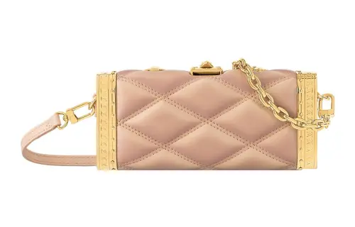 LOUIS VUITTON Sheepskin With Cow Leather Makeup Case Shoulder Bag Women's Beige/Rose