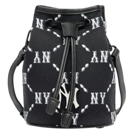 MLB Monogram Collection Artificial Leather Bucket Bag, Shoulder Bag, Crossbody Bag Regular Unisex Black