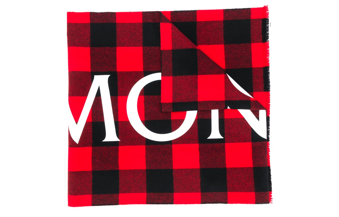 Мужской шарф Moncler Logo (красно-черный)