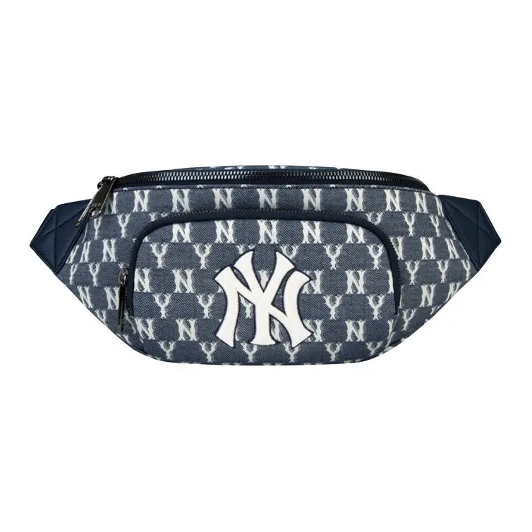 MLB Monogram Denim Combo Bag, One Shoulder Sling Bag, Fanny Pack Regular Unisex Denim Blue