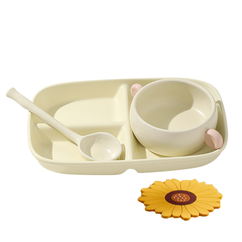Kawashimaya KAWASIMAYA breakfast plate for one person, cute children's dinner plate, high-looking ceramic meal plate, tableware set