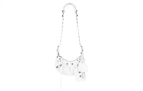 Balenciaga Le Cagole Cotton & Polyester, Polyurethane Handbag, Shoulder Bag, Crossbody Bag Mini Women's White