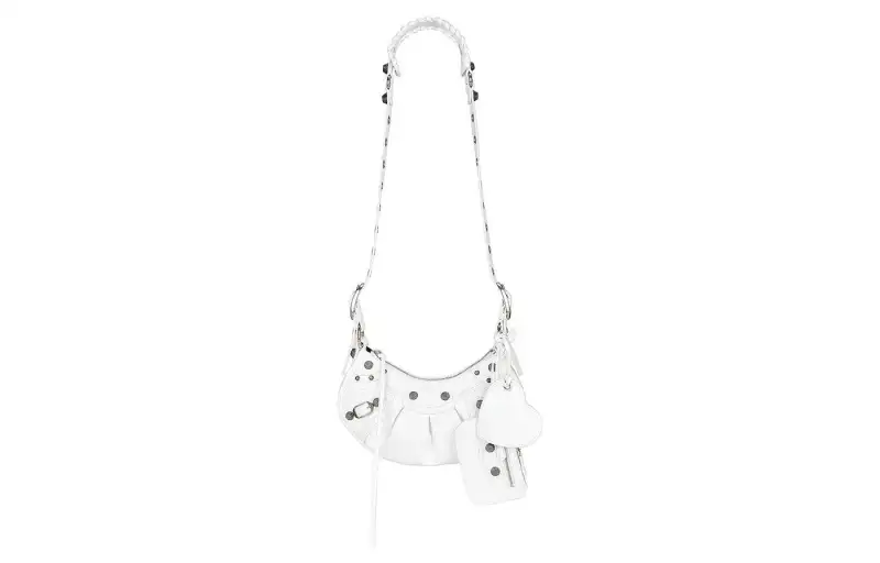 Balenciaga Le Cagole Cotton & Polyester, Polyurethane Handbag, Shoulder Bag, Crossbody Bag Mini Women's White
