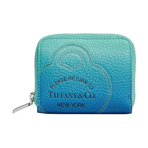 TIFFANY & CO. Return To Tiffany Collection Taurillon Leather Wallet Small Women's Blue