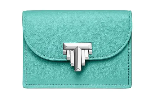 TIFFANY & CO. Tiffany T Calfskin Wallet Women's Blue
