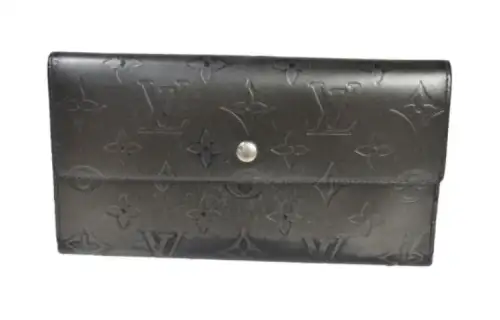 LOUIS VUITTON Leather Wallet Medium Unisex Black