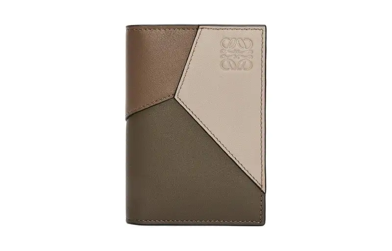 LOEWE Puzzle Classic Cow Leather Card Holder Men's Winter Brown & Dark Sand