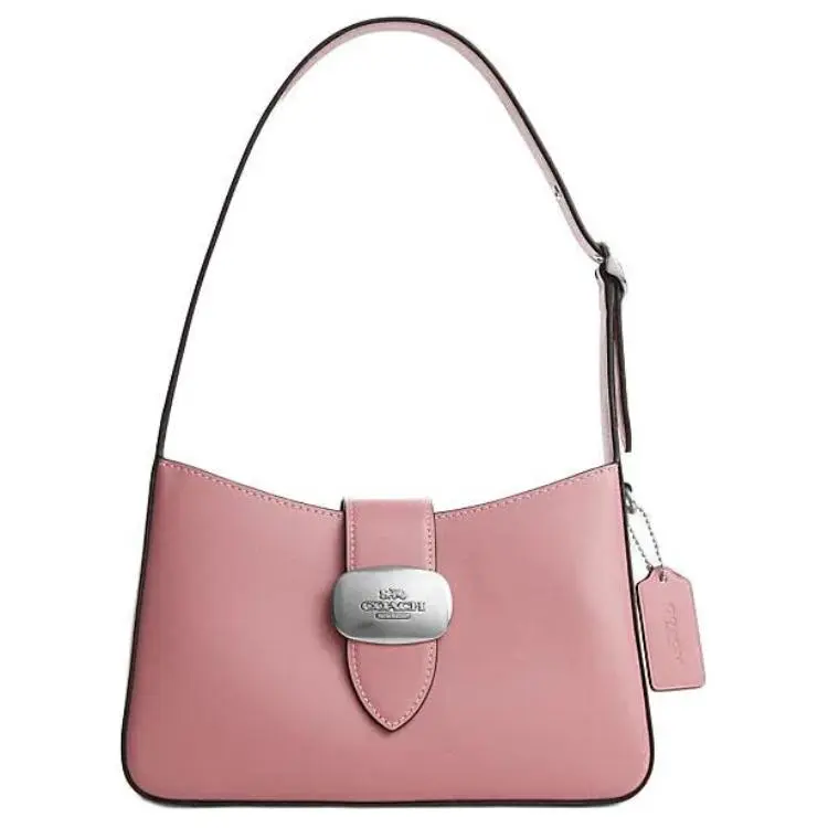 COACH Eliza Cow Leather Crescent Bag, One Shoulder Handbag Medium Women's Authentic Pink