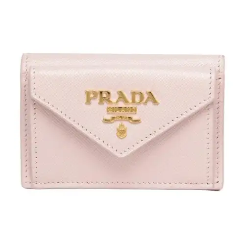 PRADA Saffiano Leather Wallet Mini Women's Snowflake Gypsum Fibrosum Petal