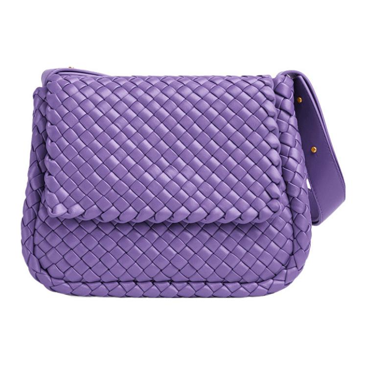 Bottega Veneta Bottega Veneta gold finish padded intreccio leather handheld crossbody shoulder bag women's purple