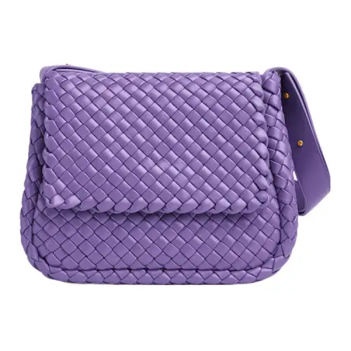 Bottega Veneta Intreccio Leather Portable Crossbody Bag, Shoulder Bag Women's Purple
