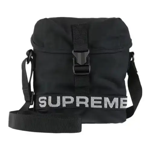 Supreme Cotton Fabric, Nylon Shoulder Bag, Crossbody Bag Regular Unisex Black