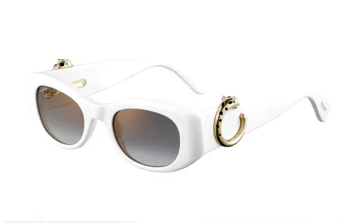 CARTIER Metal Plate Oval Sunglasses Unisex White