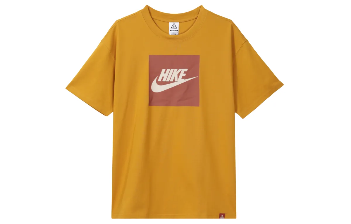 Nike T-Shirts Men's Yellow Crew Neck Moderate Straight Fit