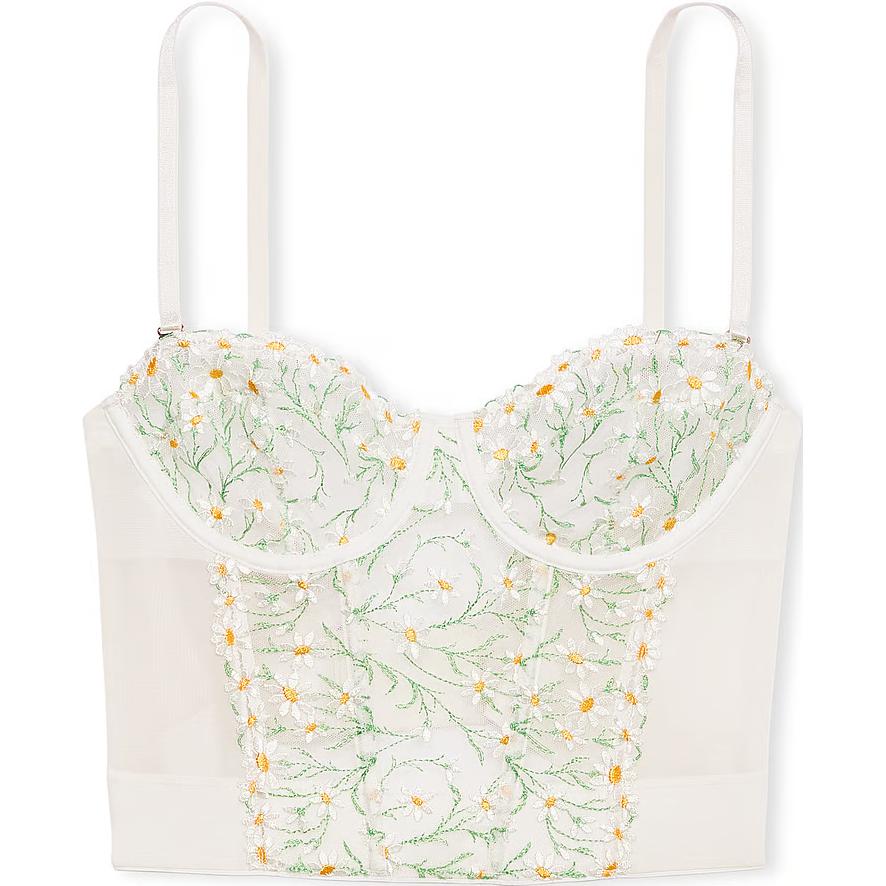 Женский бюстгальтер Victoria's Secret Daisy Chain Embroidery Strapless Corset (белый)