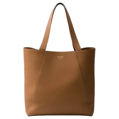 PRADA Leather Tote Bag, Shopping Bag, Shoulder Bag, Handbag Men's Caramel