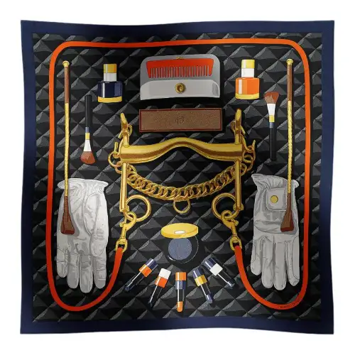 HERMES Silk Scarves Women's Blue