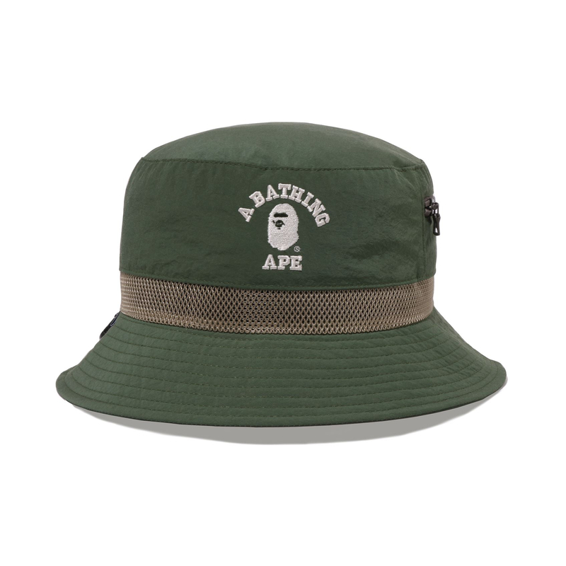 Панама A BATHING APE Bucket Hat (черно-зеленая) — Черный BKX — фото 4