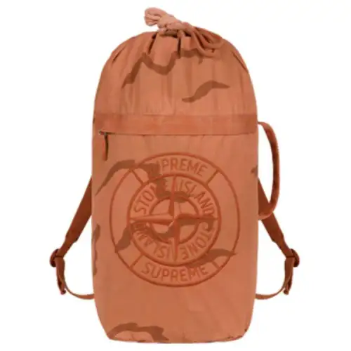 Supreme X Stone Island, Collaboration SS19 Fabric Travel Bag Backpack Unisex Desert