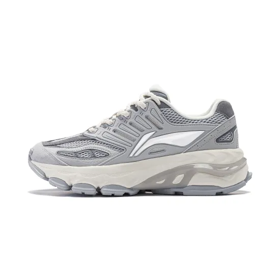 LiNing Twenty Mountains Cushioned Slip Resistant Abrasion Resistant Low Top Casual Shoes Women's Coin Gray