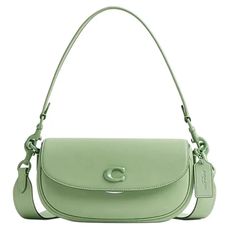 COACH Cow Leather Saddle Bag, Handbag, Shoulder Bag, Crossbody Bag Medium Women's Light Pistachio