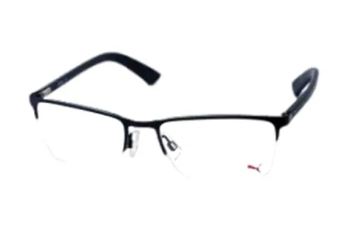 PUMA Plastic Nickel Alloy Irregular Shape Eyeglass Frames Unisex Black