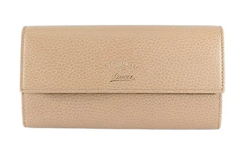 GUCCI Calfskin Clutch Wallet Women's Rose Beige/Light Blue