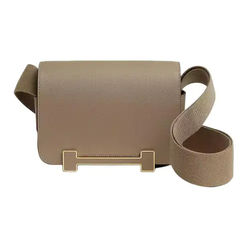 HERMES Geta Gold tone Lock Evercolor Calfskin Wooden Sandal Bag, Crossbody Bag, Shoulder Bag Women's Marfa Beige