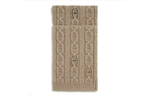 HERMES Knit Scarves Men's Beige