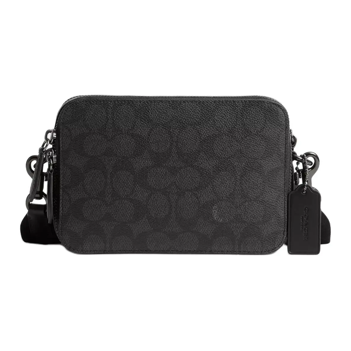 COACH Charter Signature Coated Canvas With Refined Calfskin Shoulder Bag, Crossbody Bag Small Men's Charcoal
