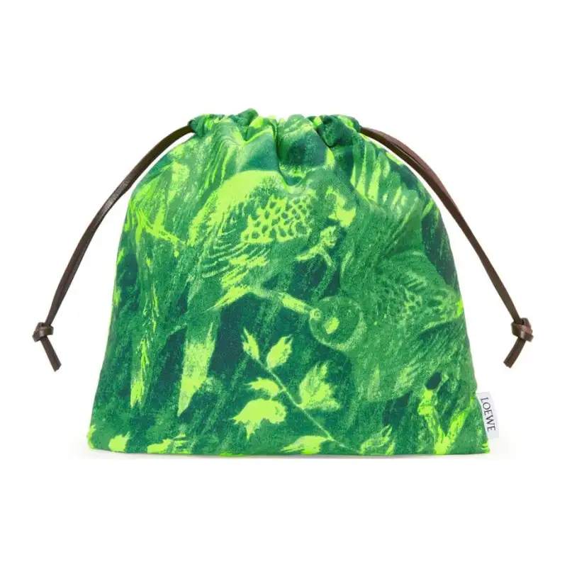 LOEWE Canvas With Calfskin Canvas Clutch Small Women's Lime Green & Blue