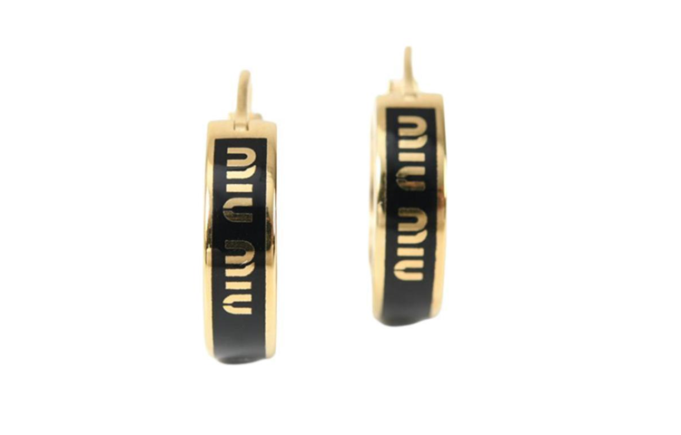 MIU MIU Brand Logo Metal Earrings Women's Multicolor