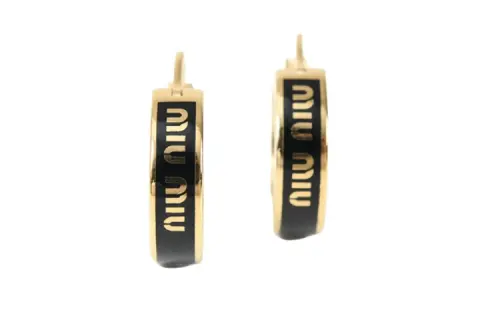 MIU MIU Brand Logo Metal Earrings Women's Multicolor