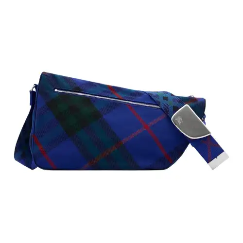 Burberry Shield Cotton Blend Messenger Bag, Shoulder Bag, Crossbody Bag Large Women's Knight Blue