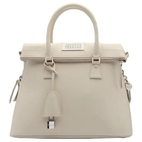 Maison Margiela 5AC Leather Handbag Medium Women's White