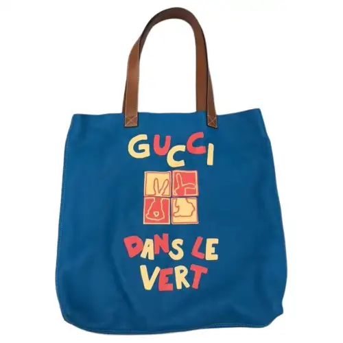 GUCCI Leather Tote Bag, Shopping Bag, Shoulder Bag, Crossbody Bag, Handbag Large Women's Dark Blue