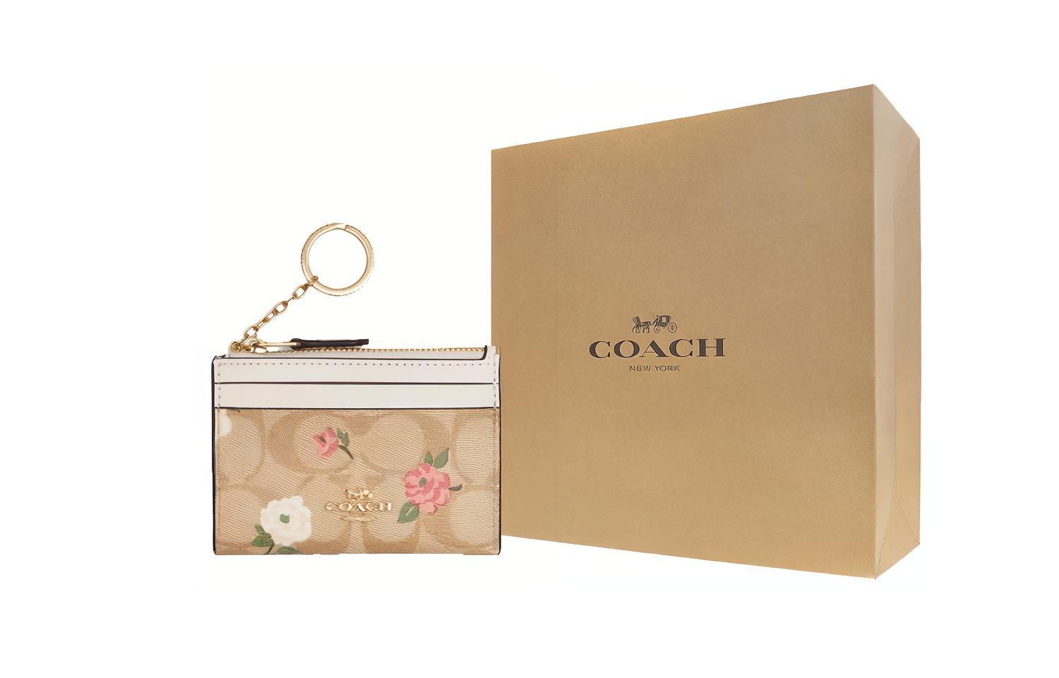 Женский кошелек COACH Skinny Id Case (бежево-розовый) — фото 6