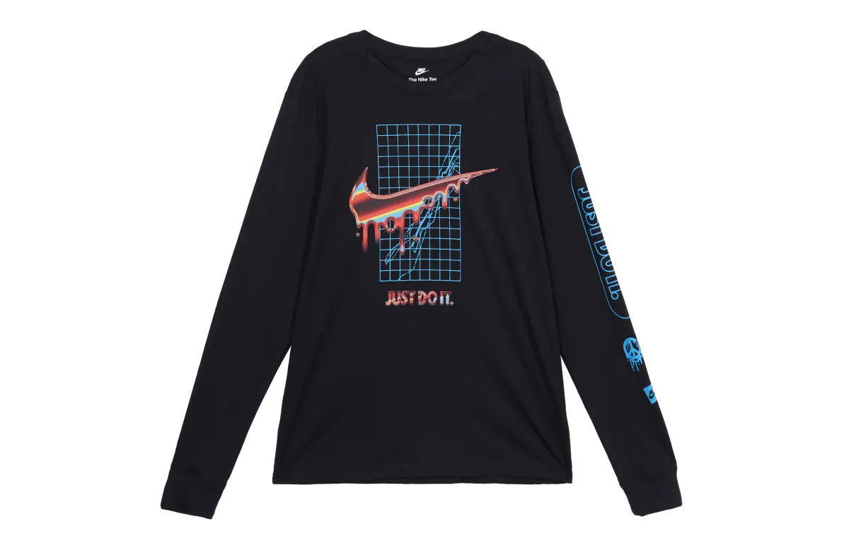 Nike T-Shirts Men's Black Crew Neck Moderate Straight Fit